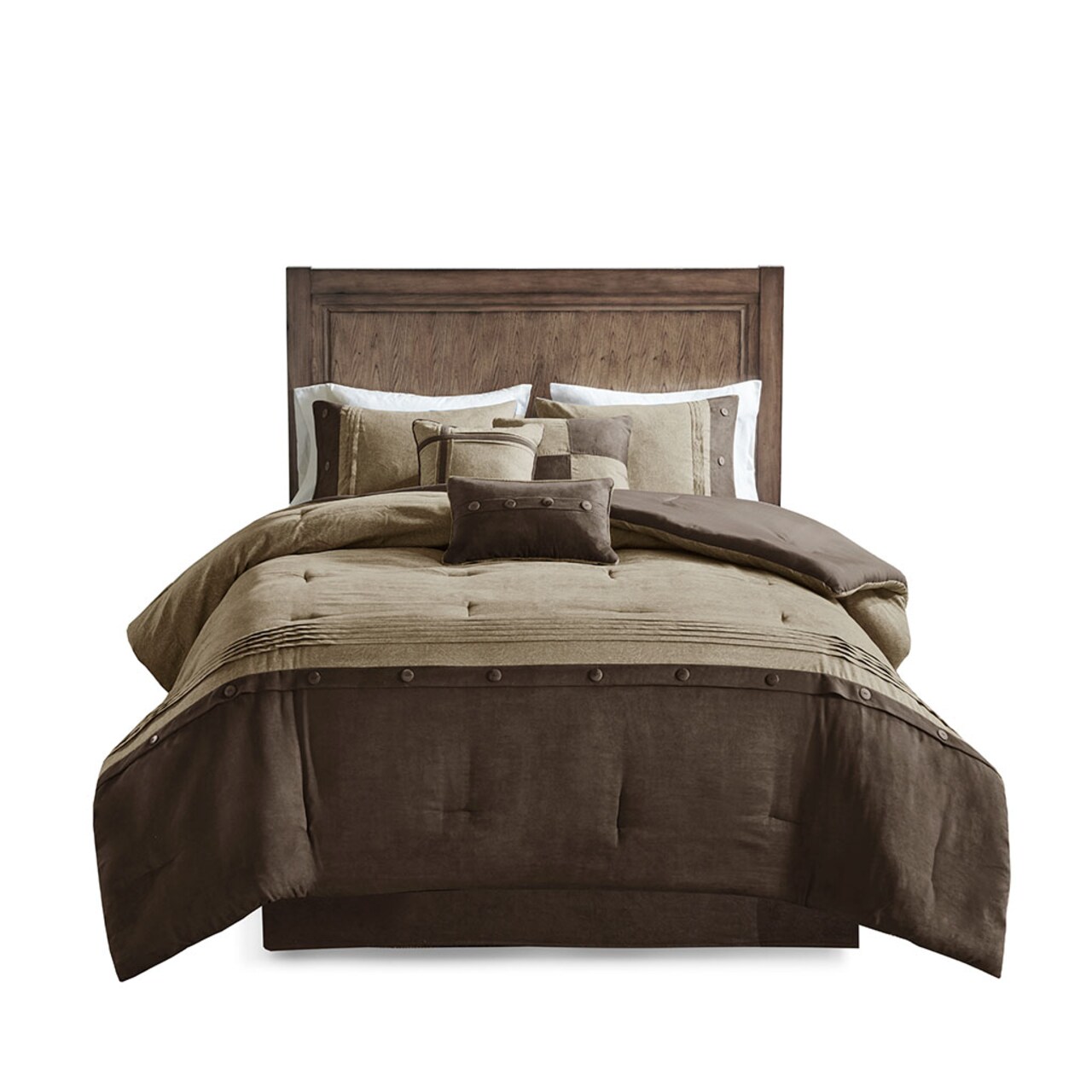 Gracie Mills 7-Piece Rustic Faux Suede Comforter Set Grace-12138 Earthy Print